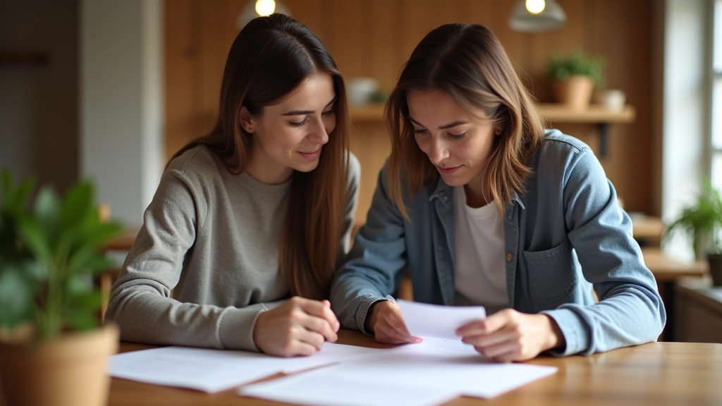 Couple reviewing financial documents together at home