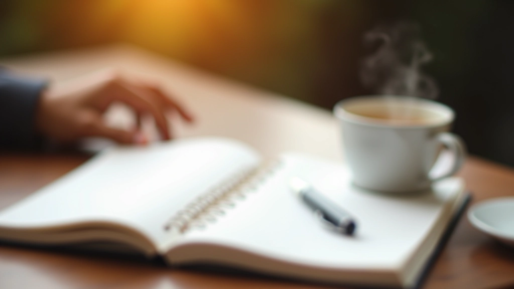Open workbook with handwritten notes and planning pages on desk